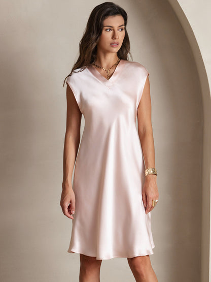 Elegante Korte Mouwen Jurk van 100% Moerbeizijde voor Dames | Luxe Gala Jurk in Diverse Kleuren-6