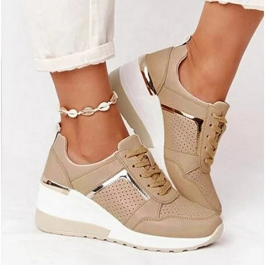 Elegante Wedge Sneakers voor Dames met Ademend Geperforeerd Ontwerp | Casual Comfort en Perfecte Pasvorm-3