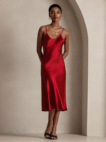 Variant image for Elegante Lange Jurk Dames van 100% Zijde met Spaghettibandjes | Perfect voor Avond en Zomer Gelegenheden-1
