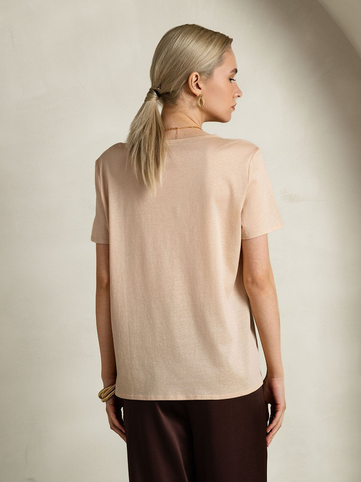 Luxe Zijdeblend Dames T-shirt met U-hals | Korte Mouwen in Diverse Kleuren voor Comfort en Elegantie-2