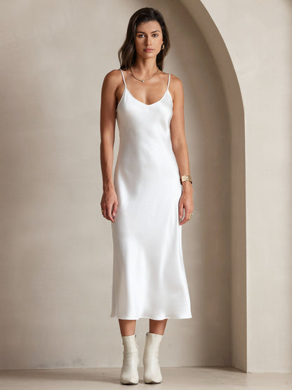 Elegante Lange Jurk Dames van Moerbeizijde met Spaghettibandjes | Luxe Maxi Jurk voor Zomer en Avondkleding-1