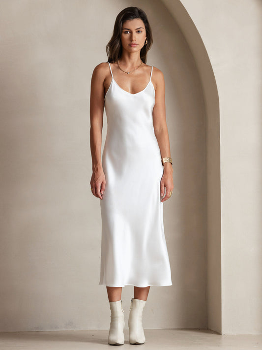 Elegante Lange Jurk Dames van Moerbeizijde met Spaghettibandjes | Luxe Maxi Jurk voor Zomer en Avondkleding-1