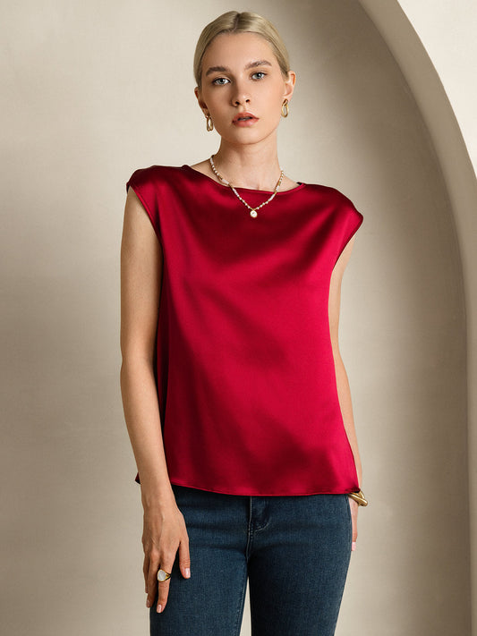 Elegante Mouwloze Tanktop Dames van 19 Momme Zijde – Zwart, Donkerblauw, Bruin, Wit | Luxe en Comfortabele Pasvorm-1