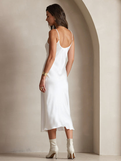 Elegante Lange Jurk Dames van Moerbeizijde met Spaghettibandjes | Luxe Maxi Jurk voor Zomer en Avondkleding-2
