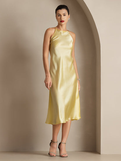 Variant image for Elegante 19Momme Zijde Spaghetti Draagband Jurk | Mouwloos, Strikdetail, Verkrijgbaar in Meerdere Kleuren - Jurken Dames-5