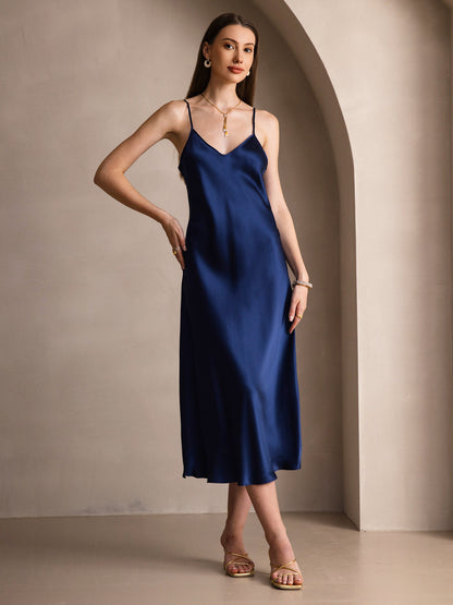 Variant image for Elegante Lange Jurk Dames van Moerbeizijde met Spaghettibandjes | Luxe Maxi Jurk voor Zomer en Avondkleding-43