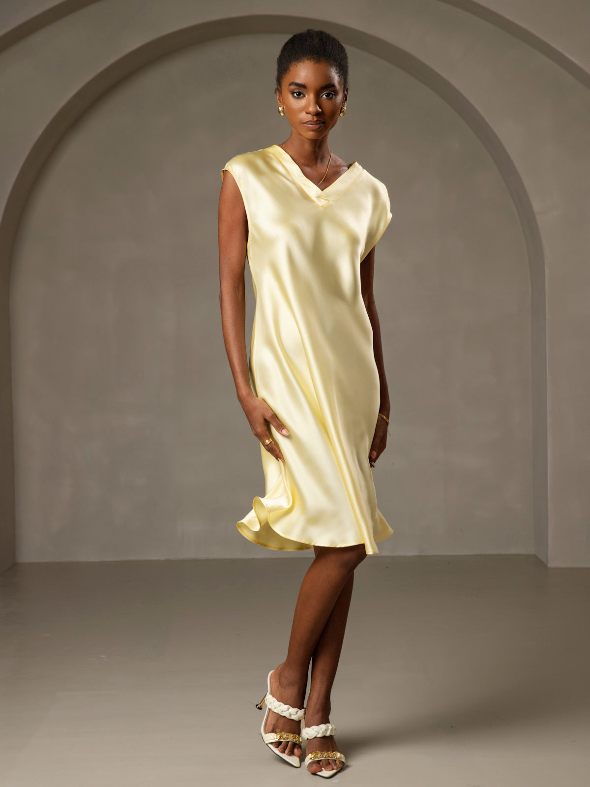 Variant image for Elegante Korte Mouwen Jurk van 100% Moerbeizijde voor Dames | Luxe Gala Jurk in Diverse Kleuren-21