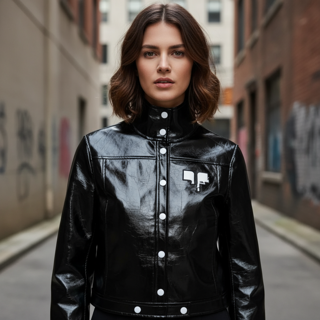 Giacca Classica Francese in Pelle PU | Giacca Biker Corta
