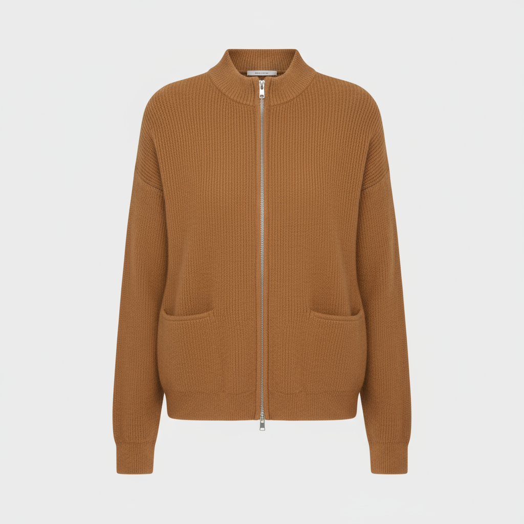A_high_quality_square_product_photo_of_the_brown_cardigan_from__subject_1___with_a_zipper_on_the_fro.png