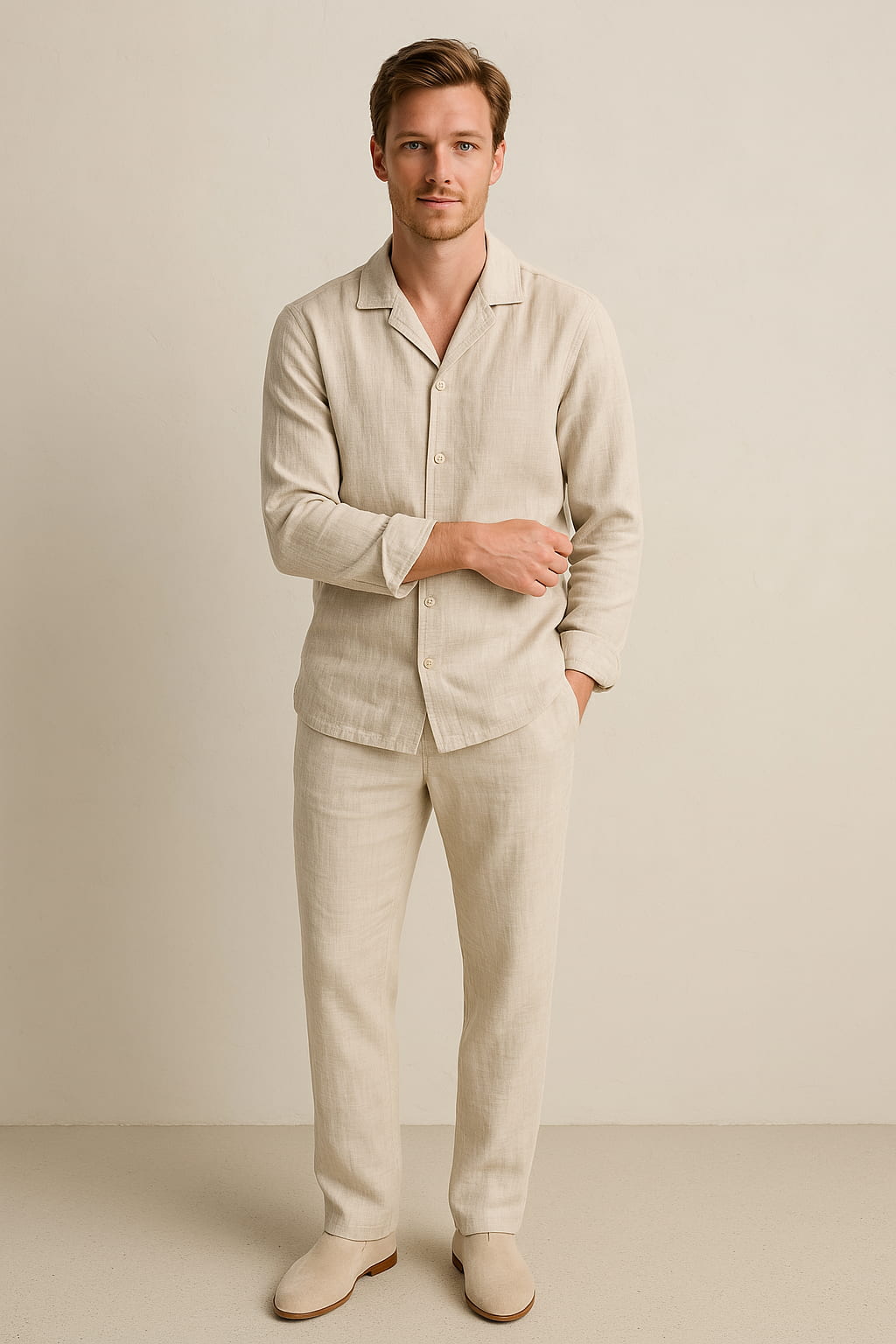 Ademende Heren Set | Ontspannen Fit Hemd en Broek 1