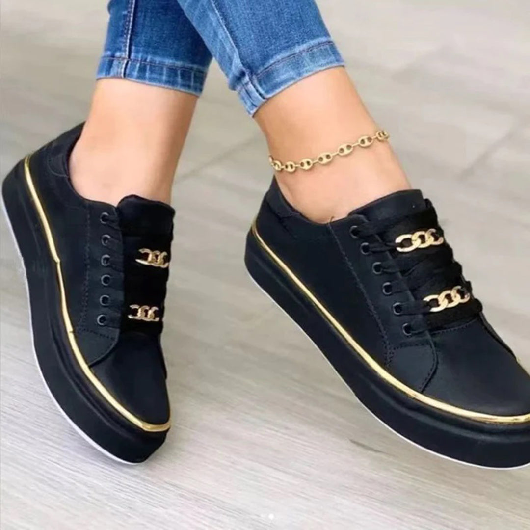 Elegante Lage Orthopedische Dames Sneakers met Metalen Trim en Kettingkant | Comfortabele Casual Schoenen-4
