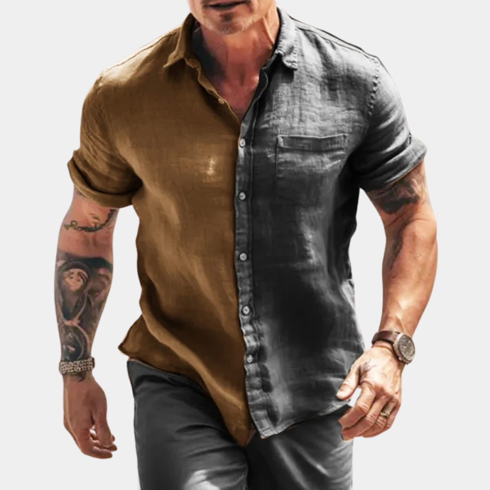 Variant image for Casual Katoen-Linnen Overhemd Heren | Ademend, Korte Mouwen, Voorzak, Perfect voor Lente en Zomer-4
