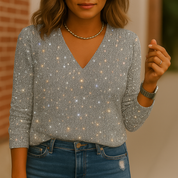 Caroline | Dames Glitter V-Hals Blouse 0