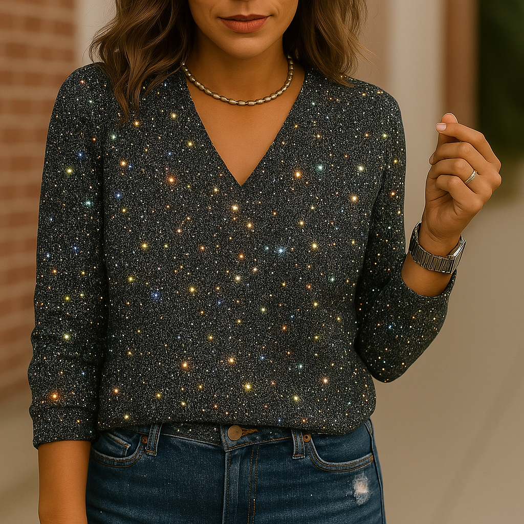 Caroline | Dames Glitter V-Hals Blouse 2