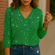Caroline | Dames Glitter V-Hals Blouse 4
