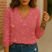 Caroline | Dames Glitter V-Hals Blouse 6