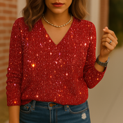 Caroline | Dames Glitter V-Hals Blouse 7
