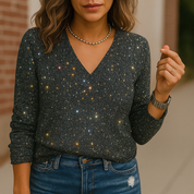 Caroline | Dames Glitter V-Hals Blouse 8