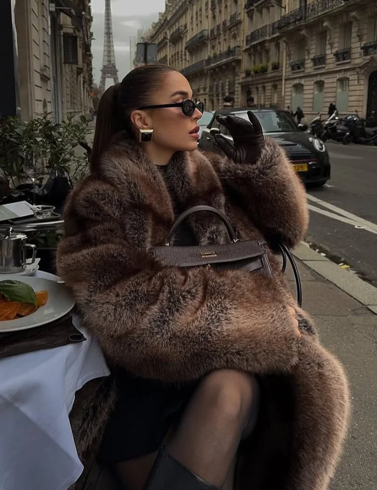 Casual Lange Dames Jas Imitatiebont | Dames Jas Winter 1