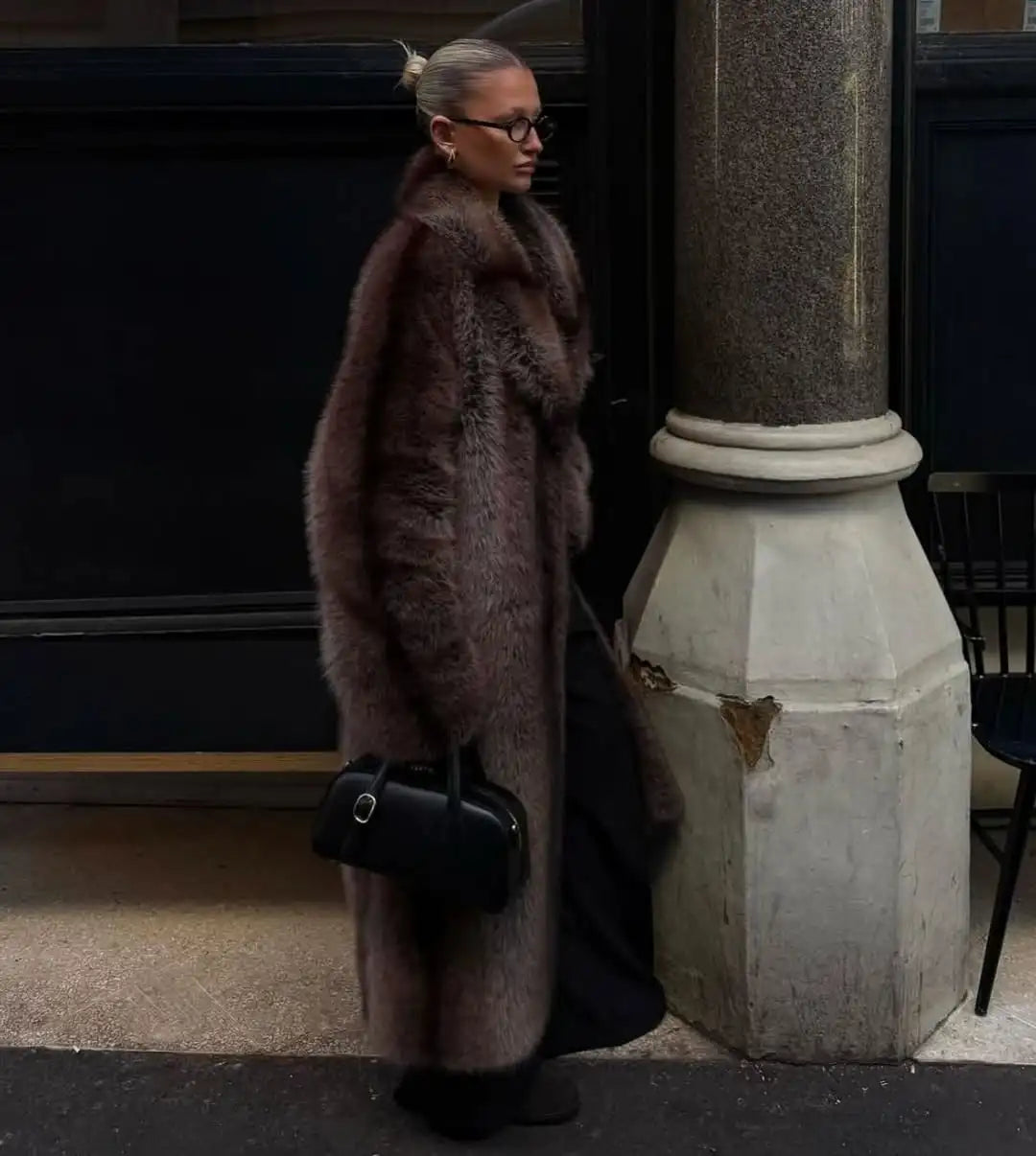 Casual Lange Dames Jas Imitatiebont | Dames Jas Winter 6