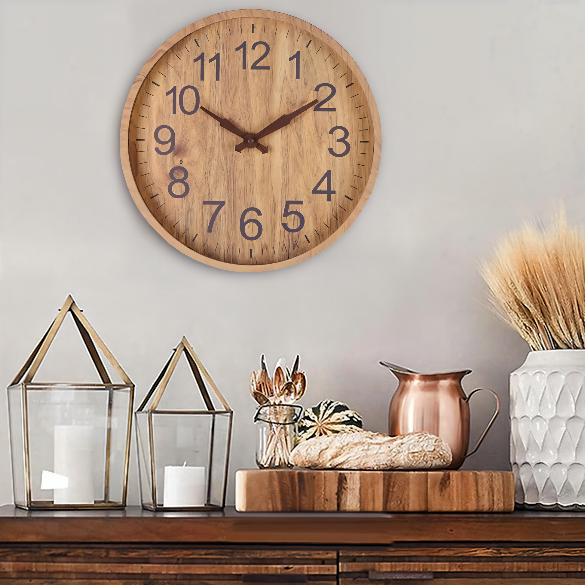 Circula | Grote Houten Wandklok Geruisloos 30 cm Natural 2