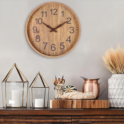 Circula | Grote Houten Wandklok Geruisloos 30 cm Natural 2