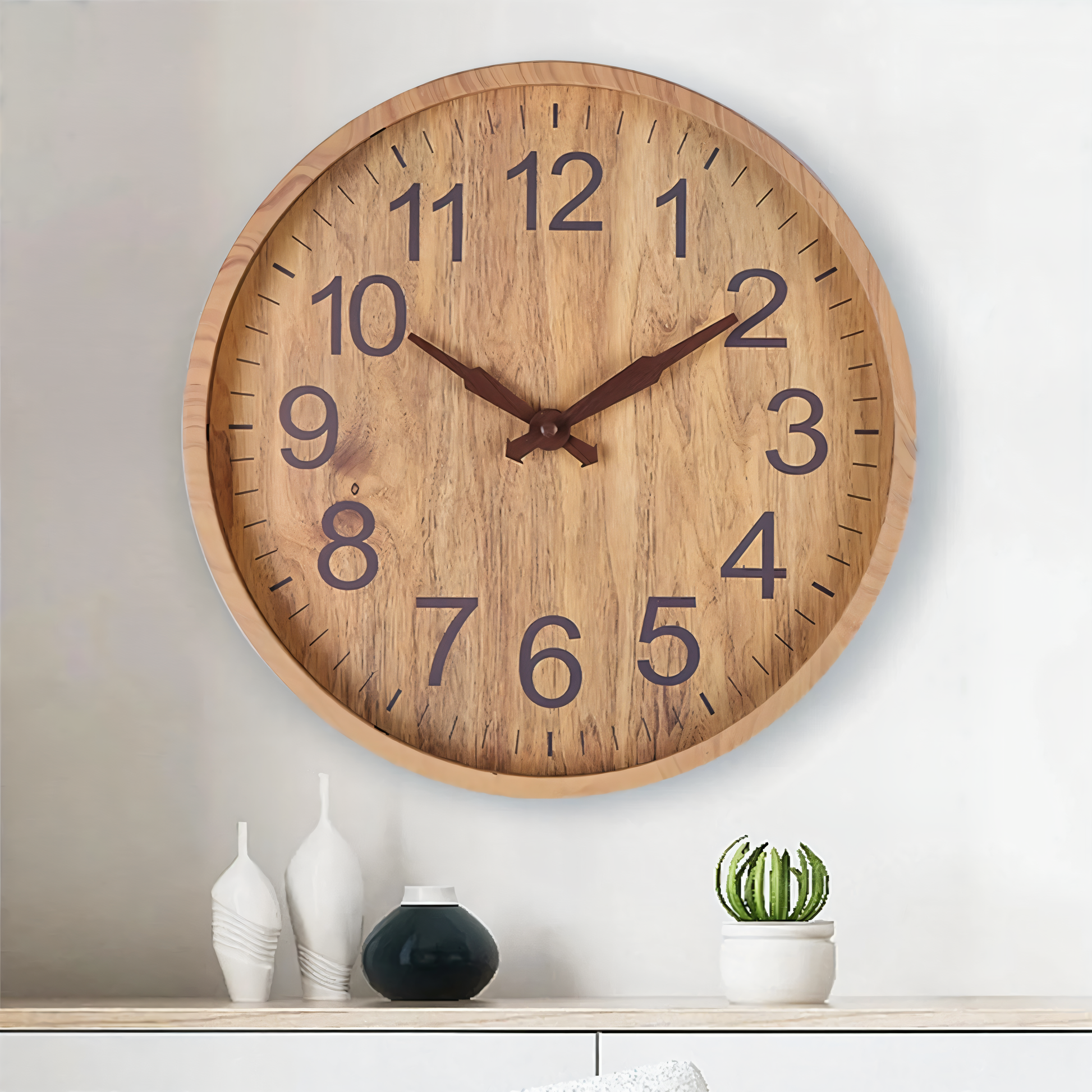 Circula | Grote Houten Wandklok Geruisloos 30 cm Natural 3