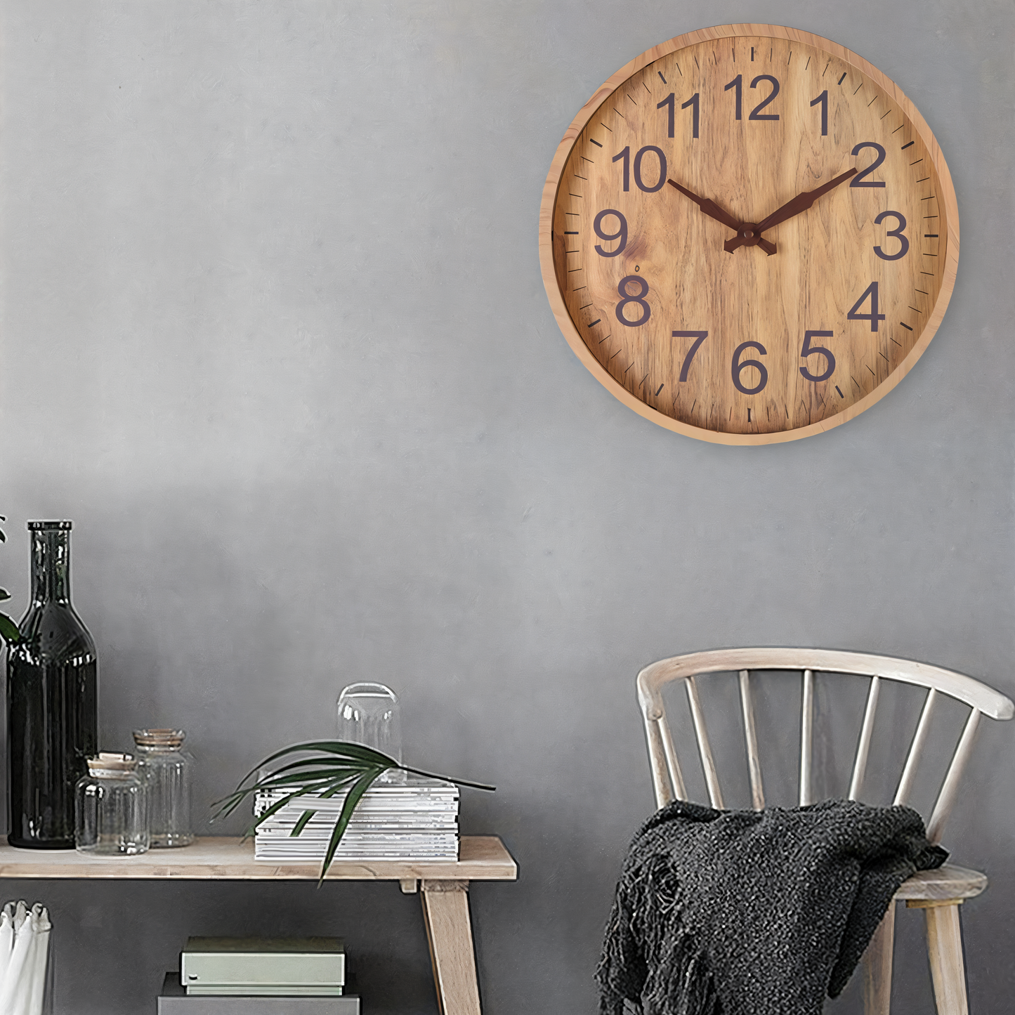 Circula | Grote Houten Wandklok Geruisloos 30 cm Natural 4