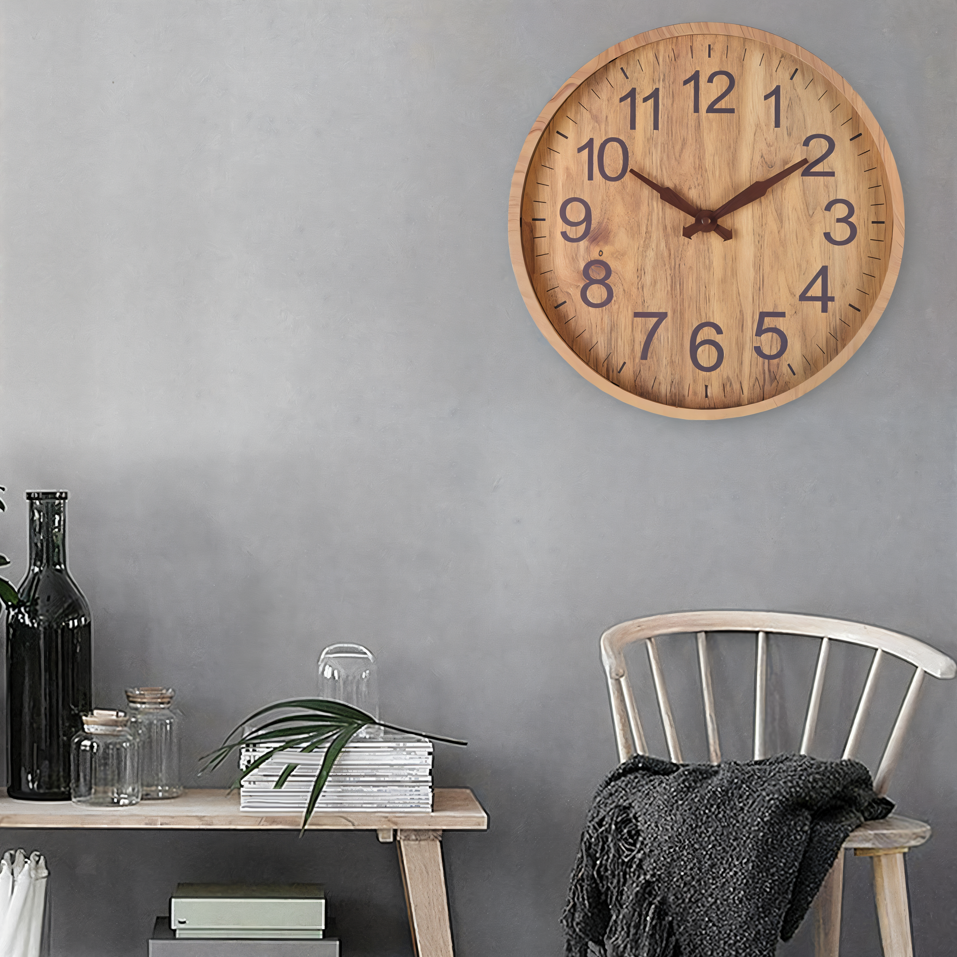Circula | Grote Houten Wandklok Geruisloos 30 cm Natural 4