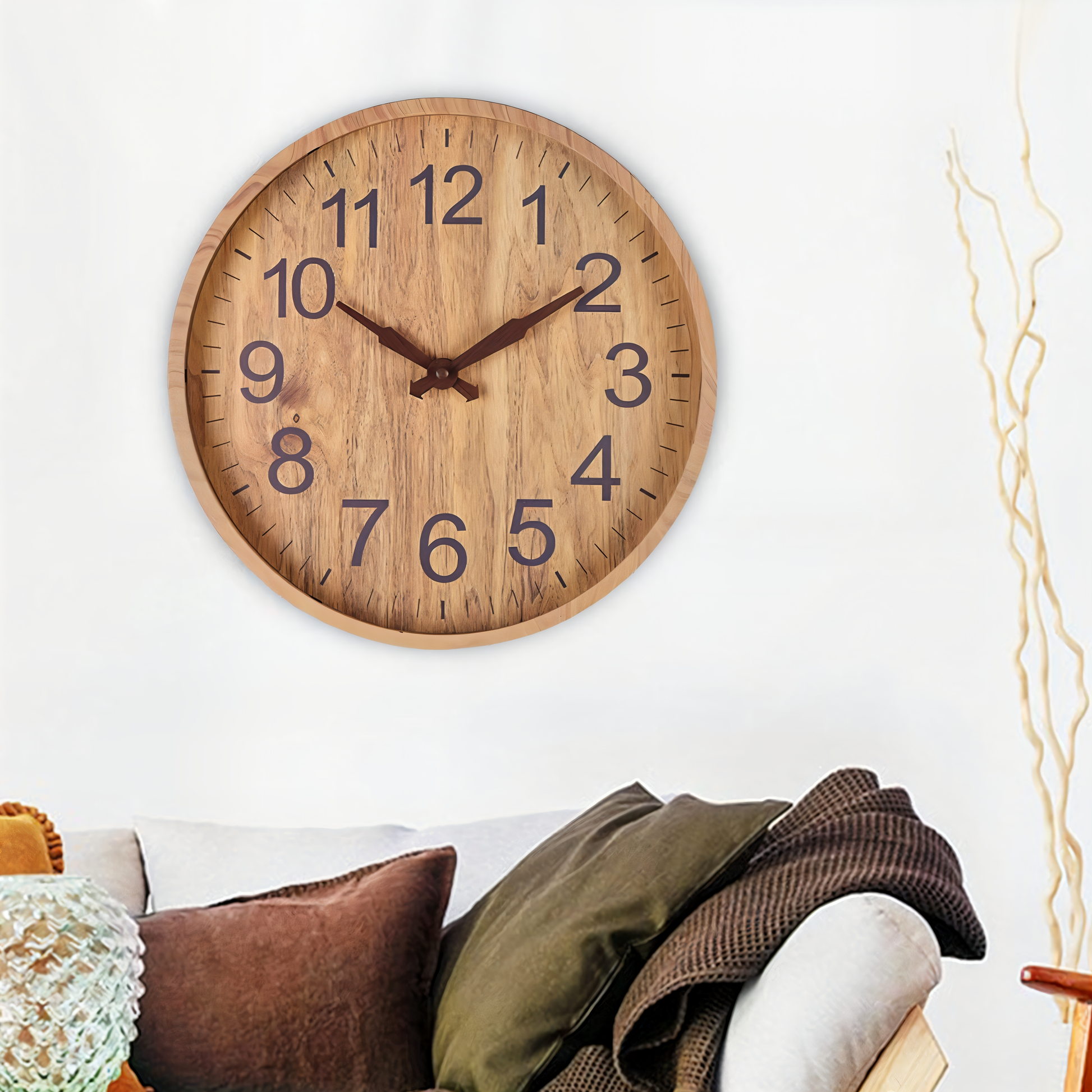 Circula | Grote Houten Wandklok Geruisloos 30 cm Natural 5