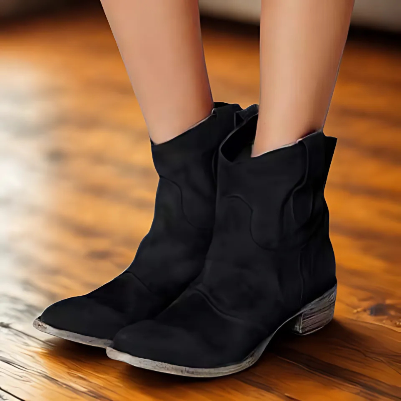 Dames Enkellaarsjes | Distressed Look met Lage Hak 0