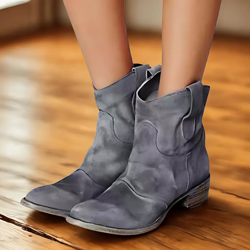 Dames Enkellaarsjes | Distressed Look met Lage Hak 1