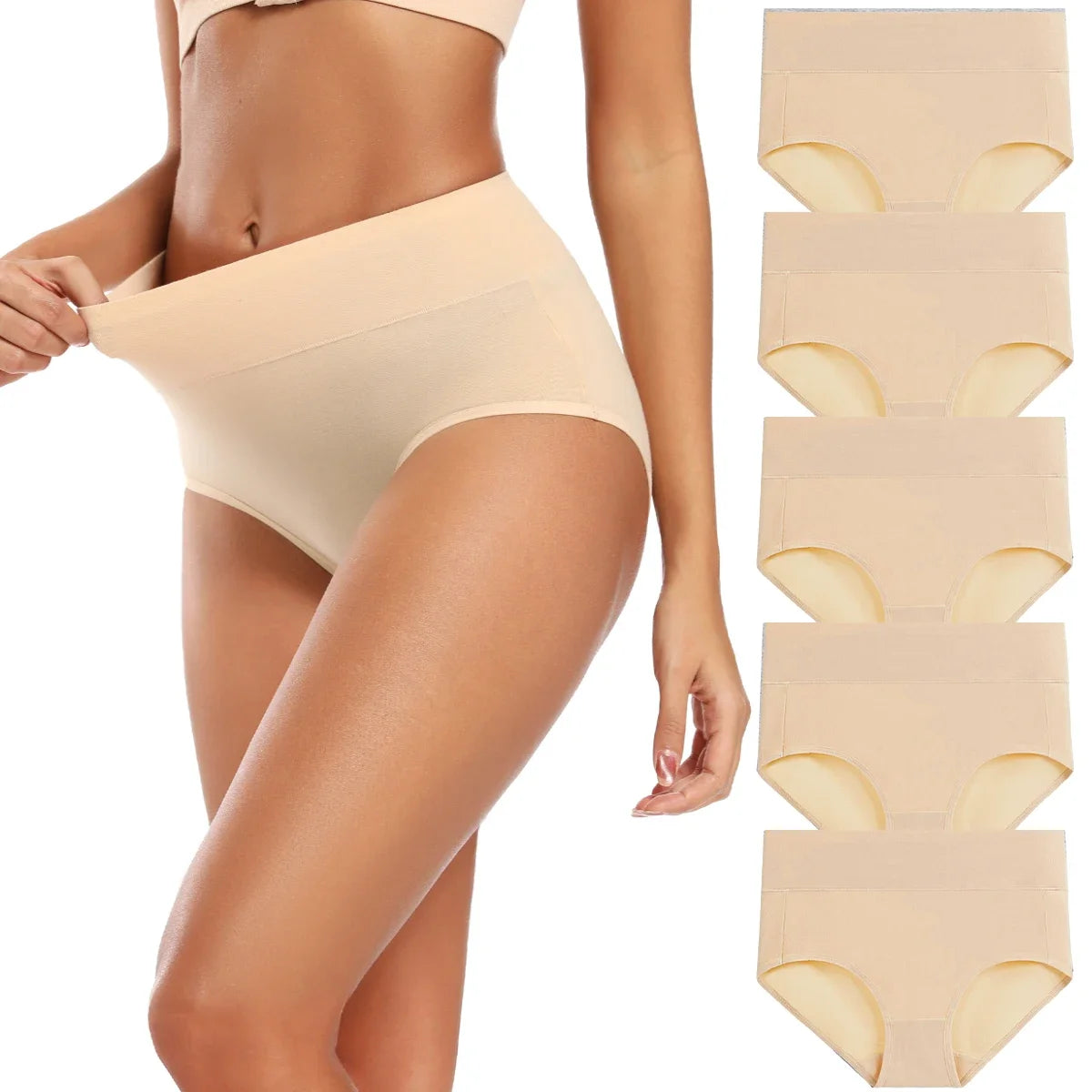 Dames Hoge Taille Ondergoed Set | 5 Stuks Katoen 1