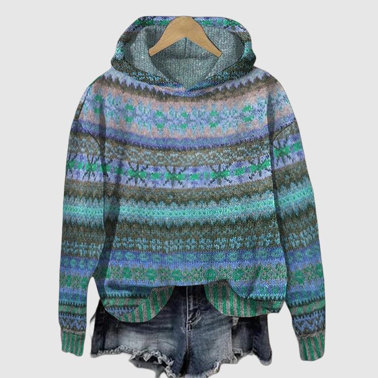Dames Hoodie met Noors Patroon | Gebreide Trui met Capuchon 1