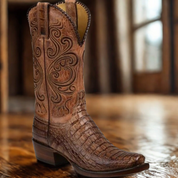 Dames Westernlaars | Geembosseerd Leder met Blokhak 0