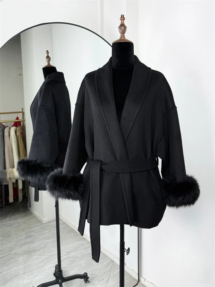 Elegante Dubbelzijdige Wollen Jas | Dames Winterjas 11