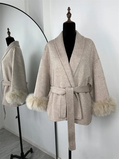 Elegante Dubbelzijdige Wollen Jas | Dames Winterjas 13