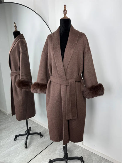 Elegante Dubbelzijdige Wollen Jas | Dames Winterjas 15