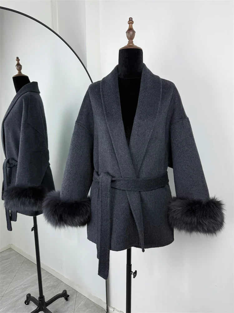 Elegante Dubbelzijdige Wollen Jas | Dames Winterjas 16