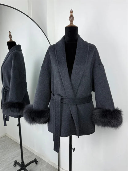 Elegante Dubbelzijdige Wollen Jas | Dames Winterjas 16