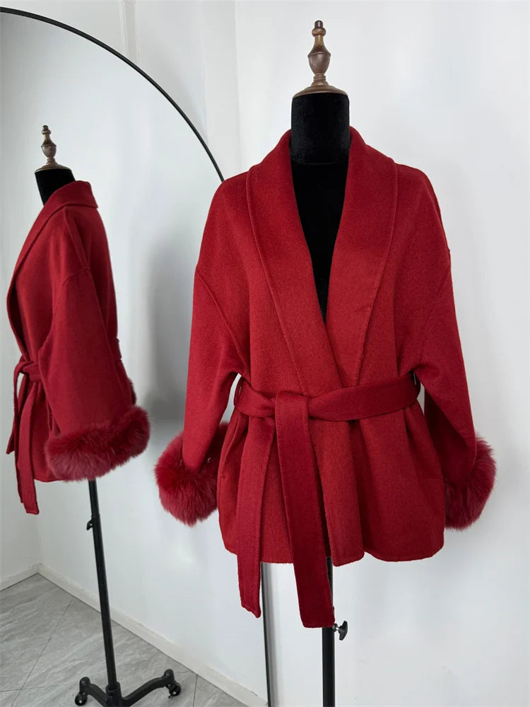 Elegante Dubbelzijdige Wollen Jas | Dames Winterjas 17