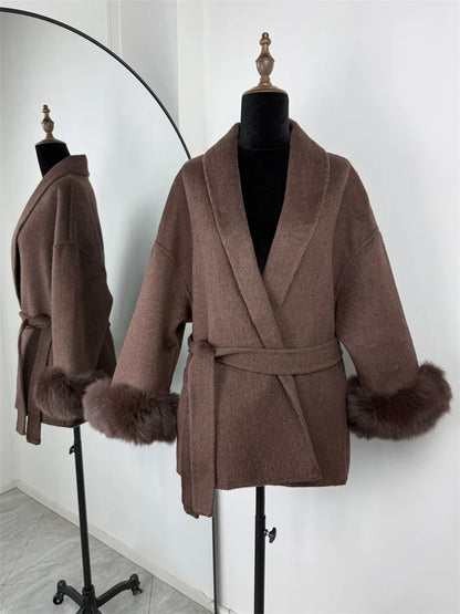 Elegante Dubbelzijdige Wollen Jas | Dames Winterjas 18