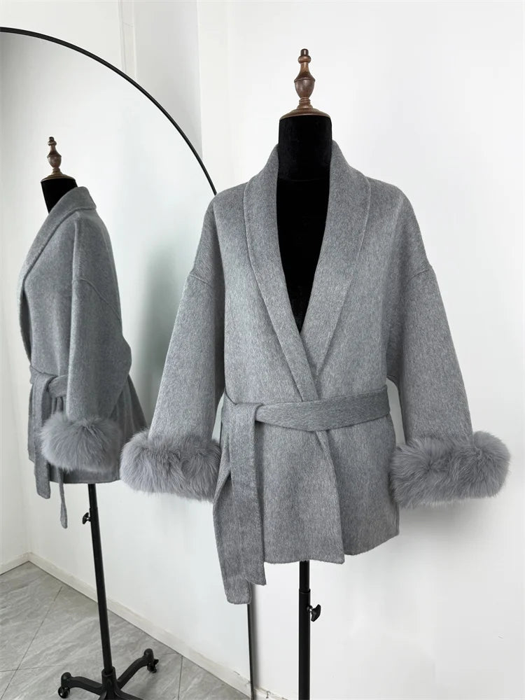 Elegante Dubbelzijdige Wollen Jas | Dames Winterjas 19
