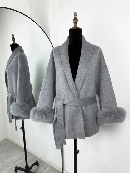 Elegante Dubbelzijdige Wollen Jas | Dames Winterjas 19