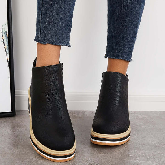 Enkelboots met Plateauzool en Ritssluiting | Dames Schoenen 0