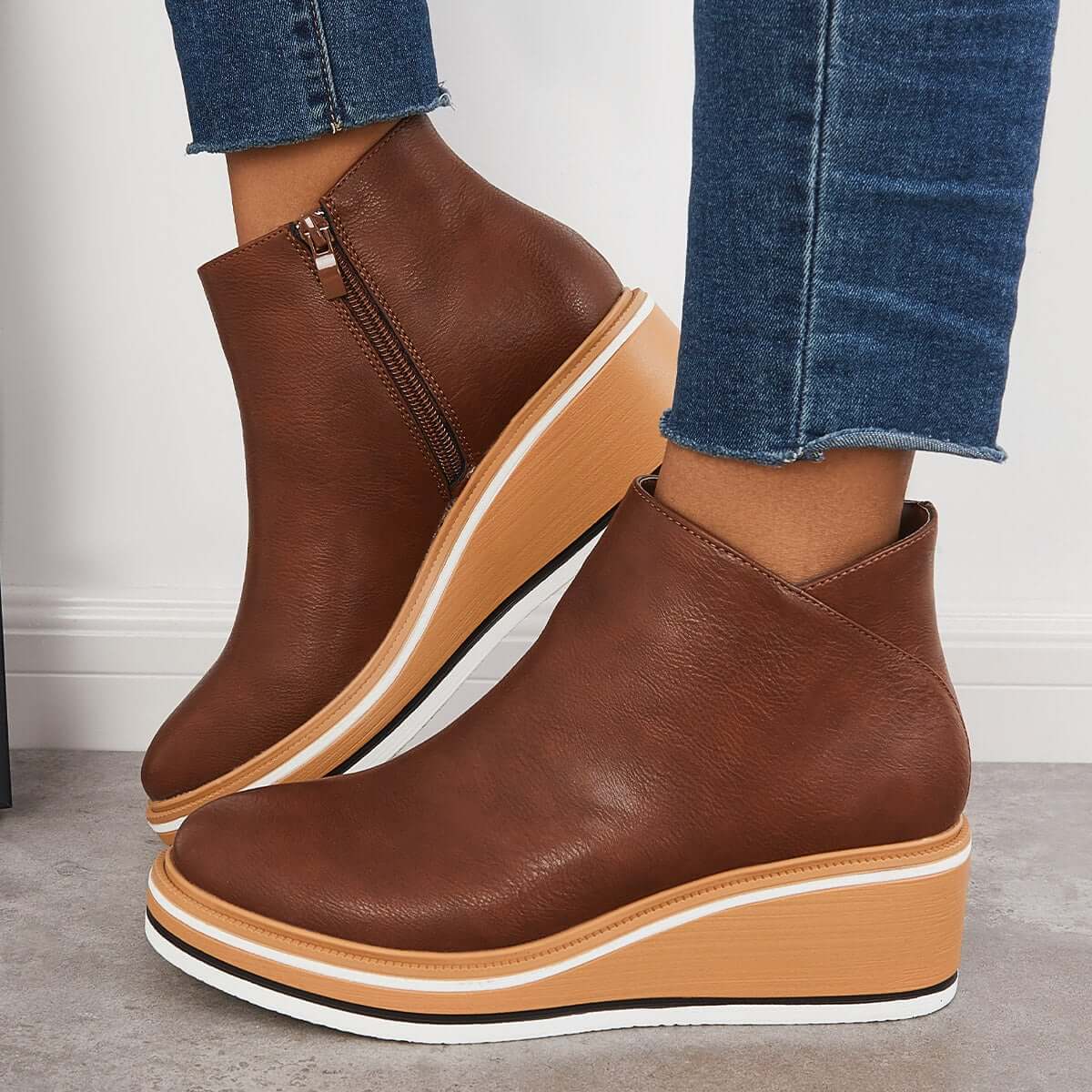 Enkelboots met Plateauzool en Ritssluiting | Dames Schoenen 10