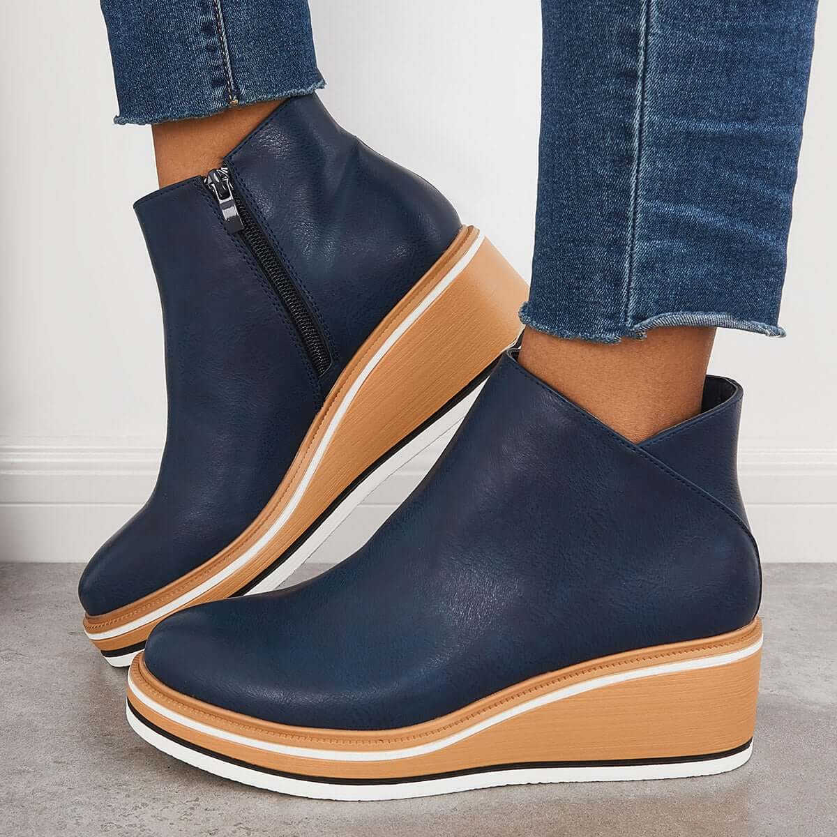 Enkelboots met Plateauzool en Ritssluiting | Dames Schoenen 11