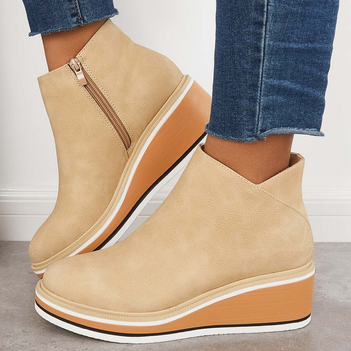 Enkelboots met Plateauzool en Ritssluiting | Dames Schoenen 12