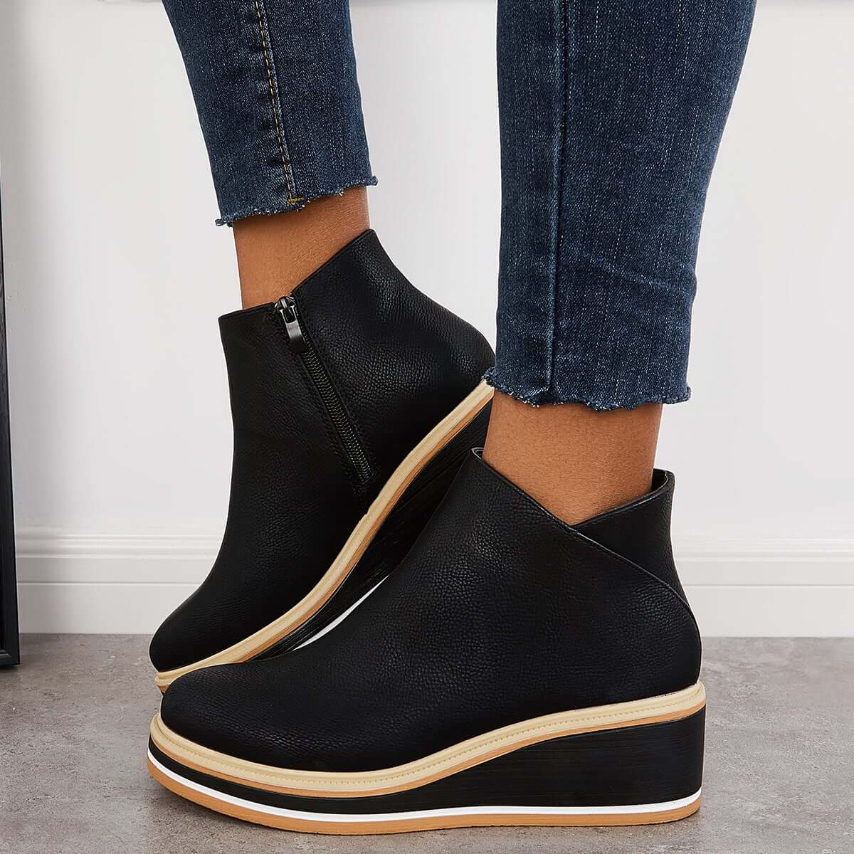 Enkelboots met Plateauzool en Ritssluiting | Dames Schoenen 13