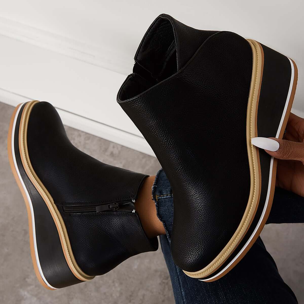 Enkelboots met Plateauzool en Ritssluiting | Dames Schoenen 2